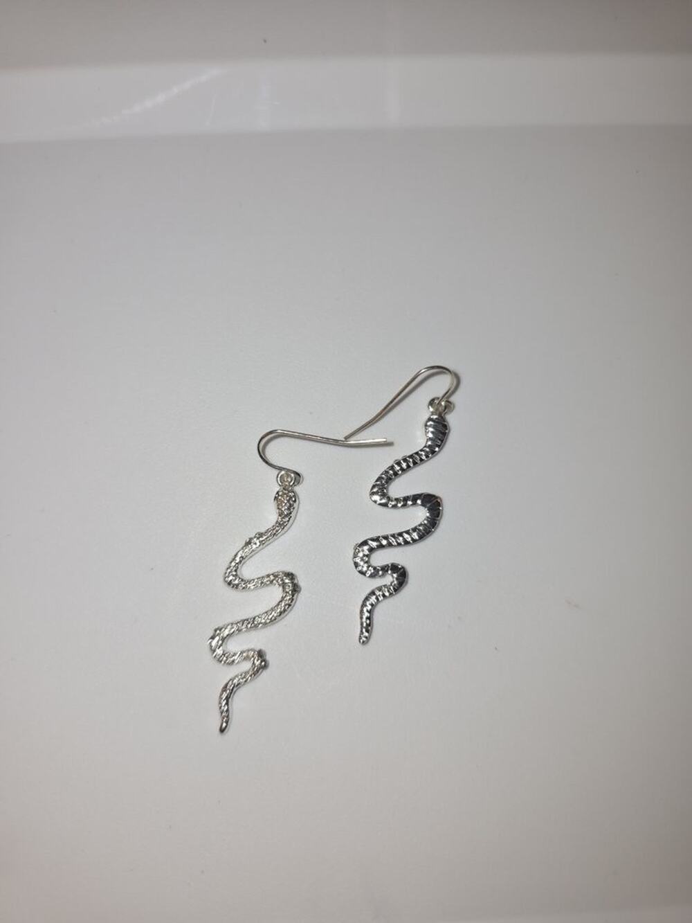 Silver Snake Design Dangle Earrings